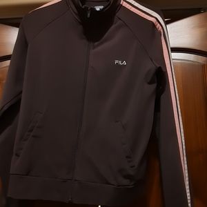 Womens FILA sz S track jacket grey/pink/white